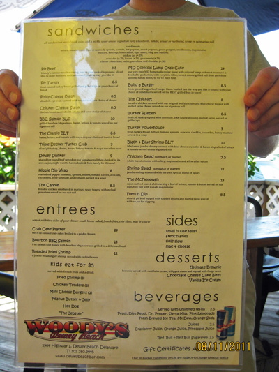 woodys menu